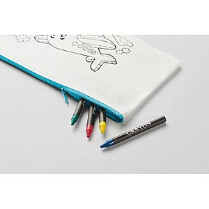 Penál se 4 pastelkami, jemně modrá