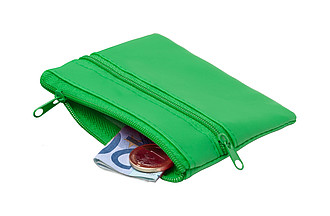Peněženka z PU kůže, 2 zipy, zelená