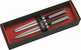 PIERRE CARDIN CHRISTOPHE SET Sada kuličkového a plnicího pera, stříbrná/černá