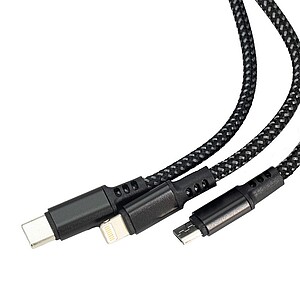 PIERRE CARDIN FLEUR Nabíjecí kabel se třemi konektory, černá