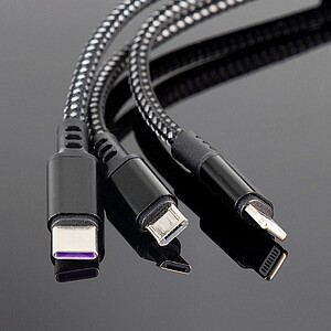 PIERRE CARDIN FLEUR Nabíjecí kabel se třemi konektory, černá