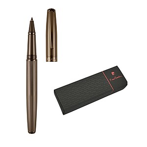 PIERRE CARDIN LAURENCE Kovový roller s modrou n., gunmetal - propisky s potiskem