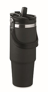PITESTI Dvoustěnný XXL hrnek z recyklované nerezové oceli, 850 ml, černá - termohrnek s vlastním potiskem