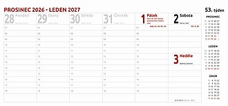 Plánovací daňový 2027 stolní kalendář