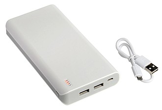 Plastová powerbanka s kapacitou 20 000 mAh, bílá