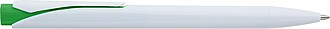 Plastová propiska s bílým tělem, zelená limetková