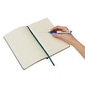 Plastová propiska s gumovým úchopem, bílá/tmavě modrá