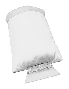 Plastová škrabka na led s rukavicí, bílá - reklamní předměty