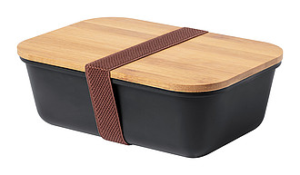 Plastový box na jídlo s bambusovým víčkem, 1l, černý