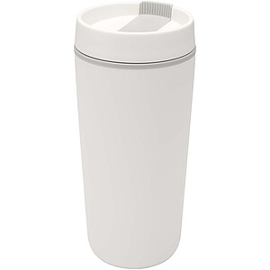 Plastový hrnek Sedona o objemu 480 ml s dvojitou stěnou, bílá - reklamní předměty
