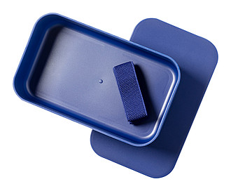 Plastový lunchbox, 1l, s elastickým popruhem, tmavě modrý