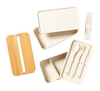 Plastový lunchbox, 2 boxy po 700ml, bambusové víčko