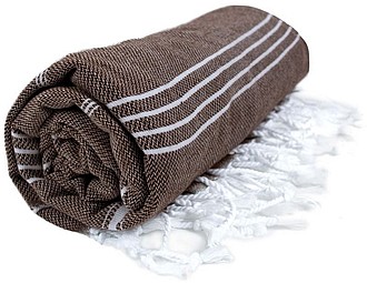 Plážová osuška HAMAM SULTAN, hnědá/bílá