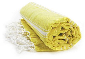 Plážová osuška HAMAM SULTAN, žlutá/bílá - ručníky s potiskem