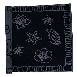 Plážová osuška Hawaii 90x190 cm, 550g, černá/šedá - reklamní předměty