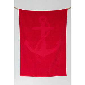 Plážová osuška OLIMA „ANCHOR” JACQUARD BEACH BATH TOWEL, 90 × 170 cm, tmavě červená