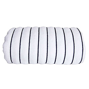 Plážová osuška OLIMA BEACH STRIPED BATH TOWEL, 90 × 180 cm, bílá/navy - reklamní předměty