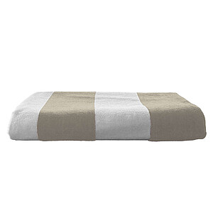 Plážová osuška OLIMA „CLASSIC MARINE” BEACH VELOUR BATH TOWEL, 90 × 180 cm, bílá/béžová