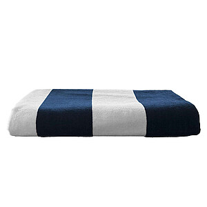 Plážová osuška OLIMA „CLASSIC MARINE” BEACH VELOUR BATH TOWEL, 90 × 180 cm, bílá/tm.modrá - reklamní předměty