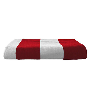 Plážová osuška OLIMA „CLASSIC MARINE” BEACH VELOUR BATH TOWEL, 90 × 180 cm, červená/bílá