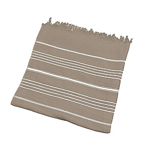 Plážová osuška OLIMA STRIPED BEACH&SPA PESHTEMAL BATH TOWEL, 90 × 170 cm, hnědá/bílá