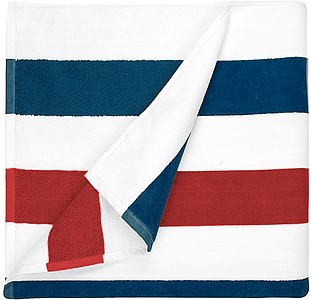 Plážová osuška Stripe 90x190 cm, 550g, námořní modrá/červená