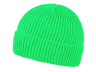 Pletená čepice s ohrnem, neonově zelená