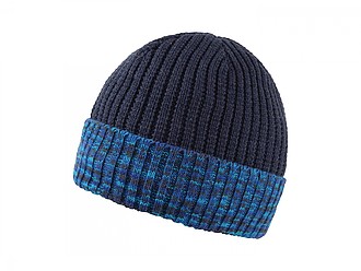 Pletená zimní čepice se zajímavým vzorem, modrá