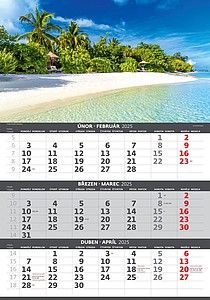 Pobřeží 2025 tříměsíční nástěnný kalendář - reklamní kalendáře