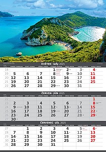 Pobřeží 2025 tříměsíční nástěnný kalendář