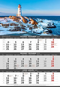 Pobřeží 2025 tříměsíční nástěnný kalendář