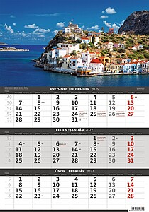 Pobřeží 2027 tříměsíční nástěnný kalendář
