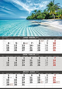 Pobřeží 2027 tříměsíční nástěnný kalendář