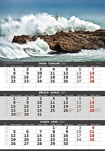 Pobřeží 2027 tříměsíční nástěnný kalendář