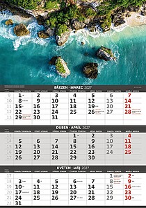 Pobřeží 2027 tříměsíční nástěnný kalendář
