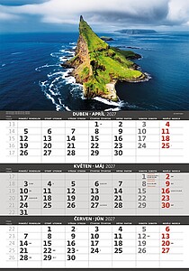 Pobřeží 2027 tříměsíční nástěnný kalendář