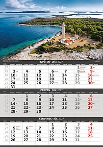 Pobřeží 2027 tříměsíční nástěnný kalendář
