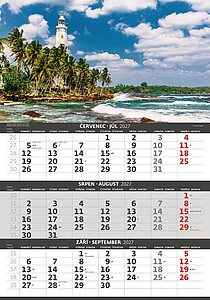 Pobřeží 2027 tříměsíční nástěnný kalendář