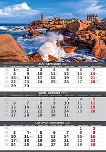 Pobřeží 2027 tříměsíční nástěnný kalendář