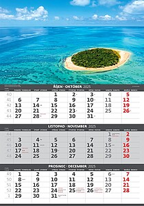 Pobřeží 2027 tříměsíční nástěnný kalendář