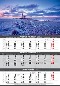 Pobřeží 2027 tříměsíční nástěnný kalendář