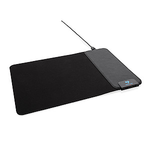Podložka pod myš s bezdrátovým nabíjením 15W a USB porty, černá - reklamní předměty