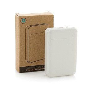 Powerbanka 10 000 mAh z RCS recyklovaného plastu, bílá