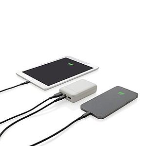 Powerbanka 10 000 mAh z RCS recyklovaného plastu, bílá