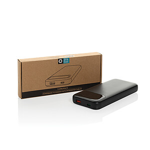 Powerbanka 10000mAh s integrovanými kabely z RCS plastu, černá