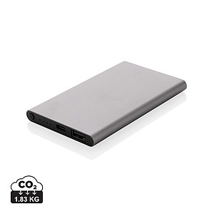 Powerbanka 4000mAh, recyklovaný plast a hliník, šedá