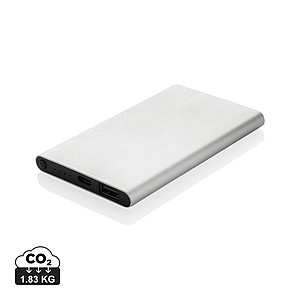 Powerbanka 4000mAh, recyklovaný plast a hliník, stříbrná