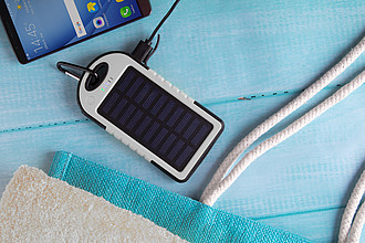 Powerbanka 4000mAh se solárním nabíjením, bílá