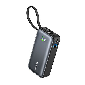 Powerbanka Anker Nano 30 W, s integrovaným kabelem USB-C, černá - reklamní předměty