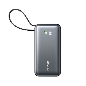 Powerbanka Anker Nano 30 W, s integrovaným kabelem USB-C, černá